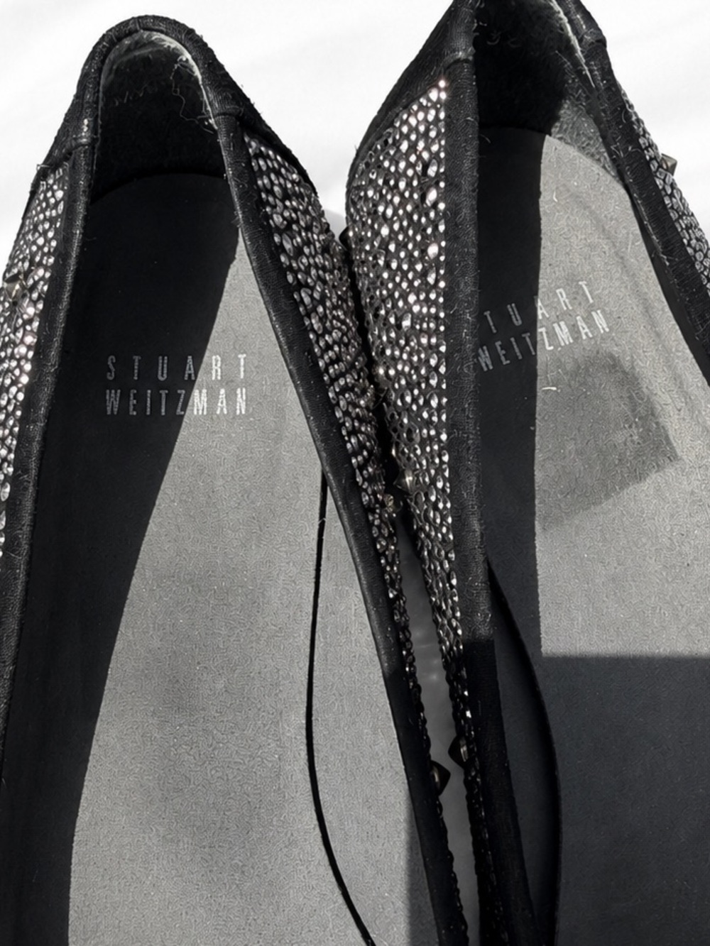 Stuart Weitzman Embellished Ballet Flats – Black Rhinestone Studded – Size 9 - Picture 10 of 10